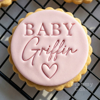 Individueller Baby Name Plätzchen Keks Stempel | Babyparty Fondant Präger M&S