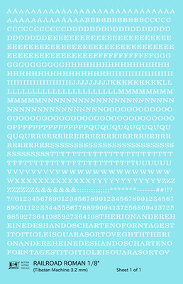 K4 HO Scale Water Slide Decals White 1/8 Inch Railroad Roman Letter Alphabet