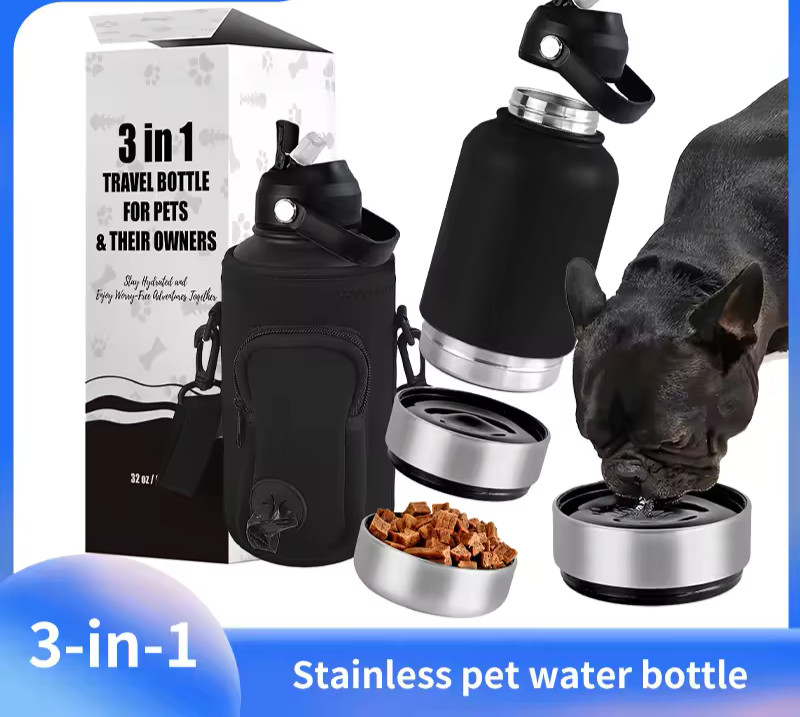Bouteille de voyage pour chien isotherme de 32oz, idéale pour les randonnées en forêt