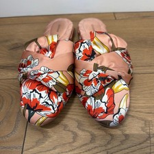 Pajaritos Floral Satén Nupcial Toboganes Rosa Nudo Mula Pisos Boda Talla 9 Comodidad