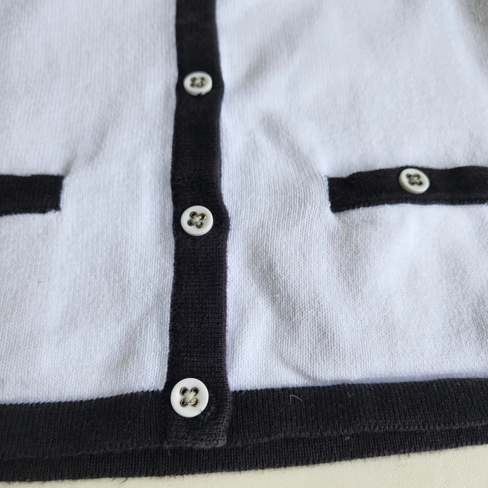 Janie и Jack девочек белый черный отделки хлопок кардиган свитер верхний размер 7 - Изображение 2 из 4