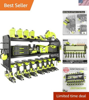 Heavy-Duty 8 Drill Power Tool Organizer - Wall-Mounted Garage Storage Solution