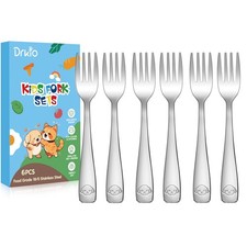 DRKIO Stainless Steel Toddler Forks Set - 6 Pieces Kids Forks Set Children S...