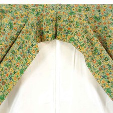 Recycled Silk Komon Kimono Green Sarasa Pattern Lined Women's M