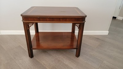 1960s Vintage Lane Living Room Inlay Mahogany End/Side Table Mid