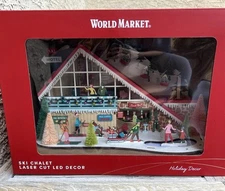 World Market Laser Cut Wood Mid Century Ski Lodge LED Light Up Decor 2025
