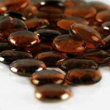 X-Large 1.1"-1.35" Dark Amber Glass Flat Gemstone Vase Fillers 1 LB Marble Bea