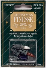 Christmas Finesse 5 x Coloured inc Fuse Spare Christmas Fairy Light Bulbs 12v