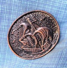 Pirate Ship Belt Buckle Ocean Nautical Clipper Ship Sailing Brass Vtg 70s.GMP516