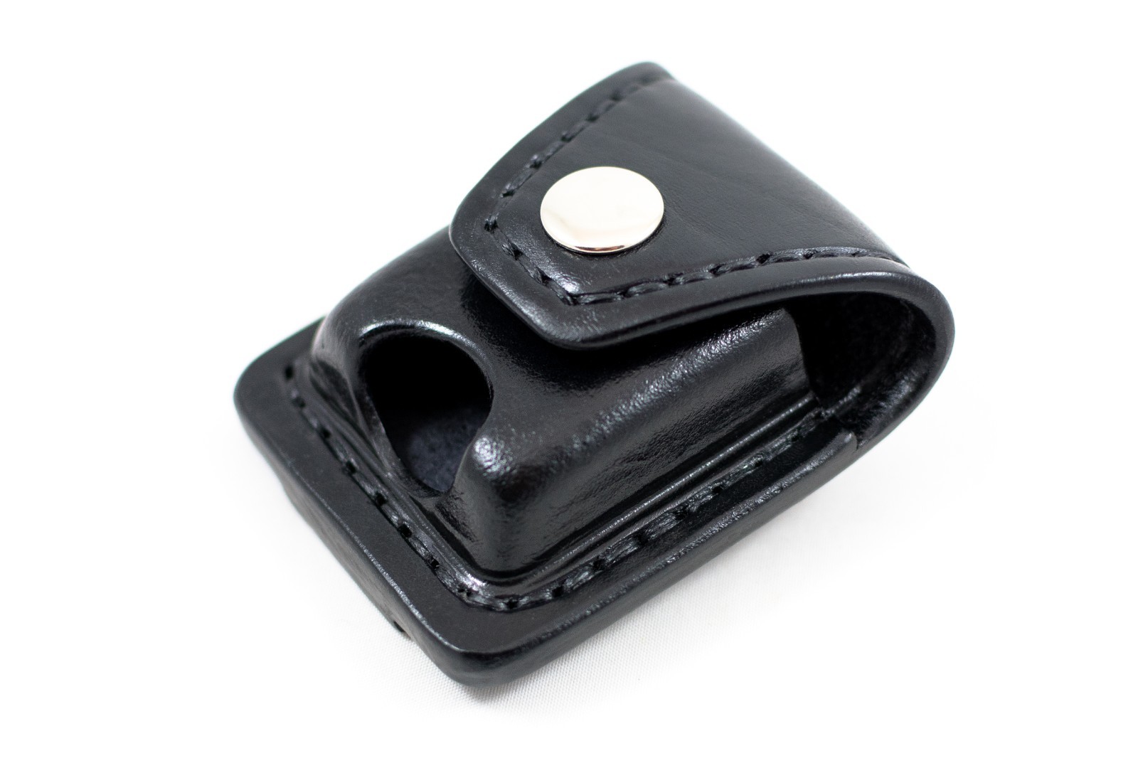 Black leather case for Zippo lighter, custom leather pouch with belt loop