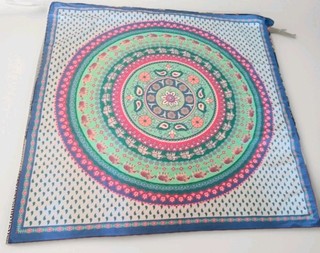 Vguc blue elephant india inspired 56x56 in tassel trim tablecloth chic summer