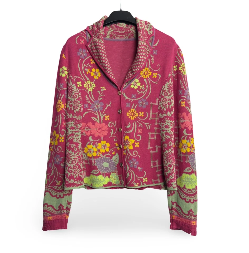 Cárdigan Ivko Suéter Chaqueta Floral Bordado Vintage Talla S/M Foto 2 de 4