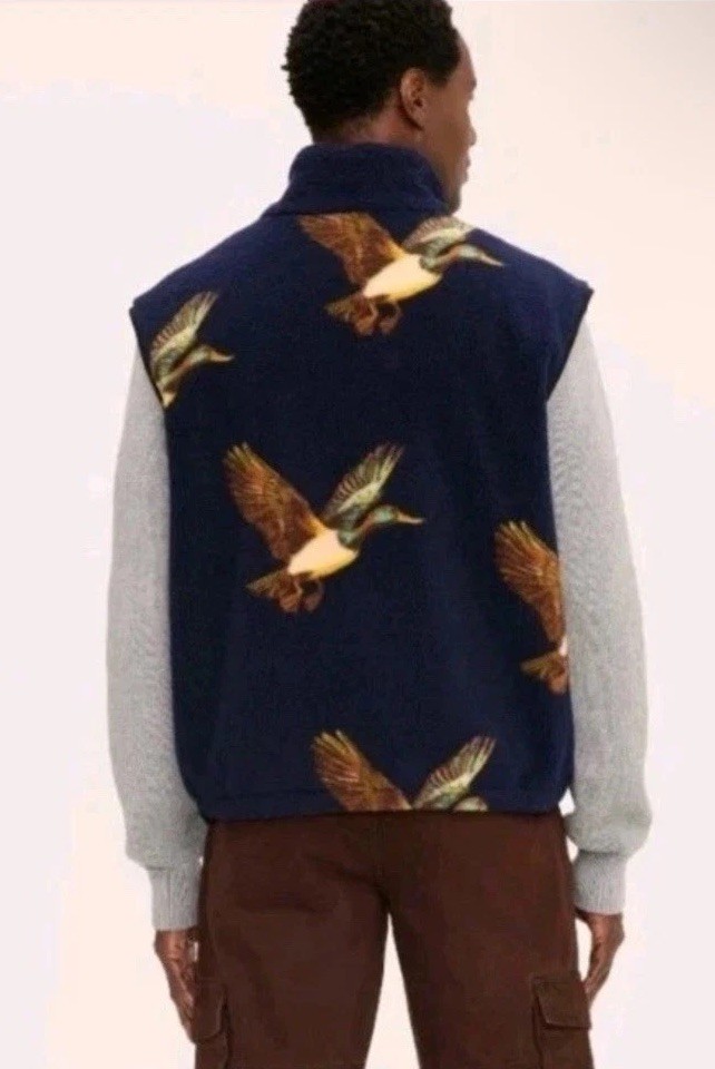 Woolrich x Target Adult Duck Print Fleece Vest Navy Fleece Viral Sold Out XL image 2