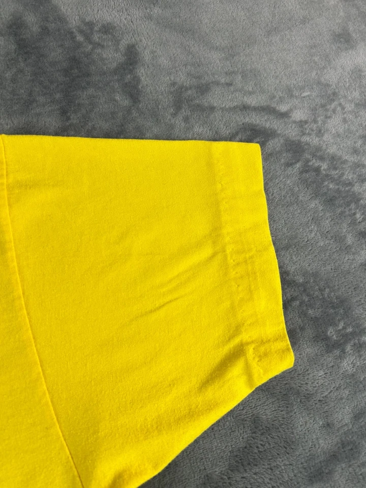 Vintage Jerzees T-Shirt XL Solid Yellow Single Stitch USA Made 50/50 Blank Tee - Image 3 of 4