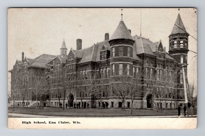 #ad Eau Claire WI Wisconsin High School Antique Vintage Souvenir Postcard $0.99