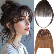 Thin Fringe Bangs 100 Remy Human Hair Extensions Clip In Hairpiece Topper Thick