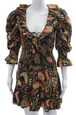 Love The Label Women Fit & Flare Mini Floral Black 3/4 Sleeve Dress Size S