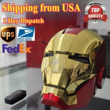 Iron Man Gold MK5 Helmet Electronic Voice Activated Open Close Mask Autoking New