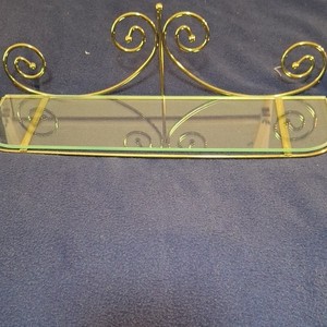 Home Interiors Glass & Metal Gold/Clear Vanity Tray, Glossy Rectangle, 13494