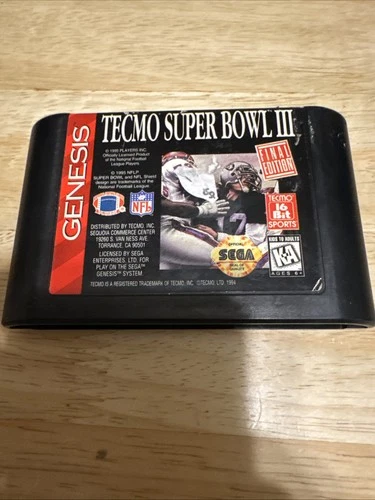 Tecmo Super Bowl III 3 Final Edition (Sega Genesis) Cart Only Tested