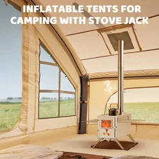 Inflatable 4-6 Person Hot Tent w/ Stove Jack Waterproof Air Tent Easy Setup