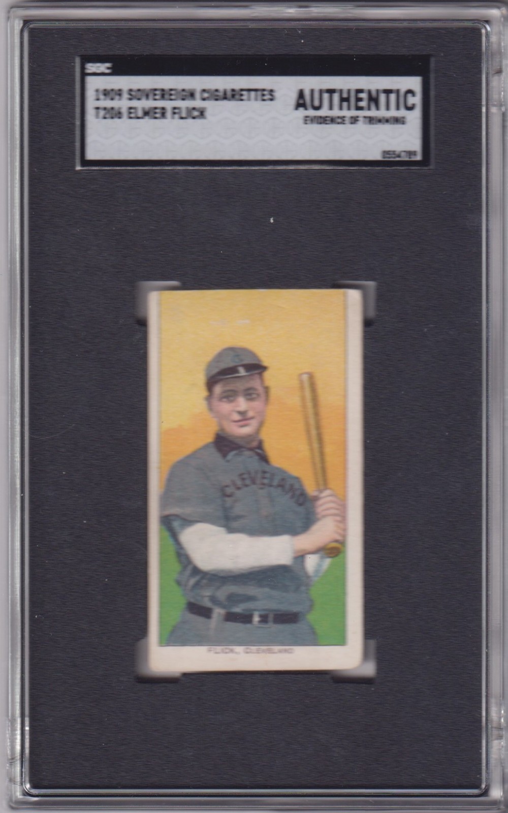 1909 T206 ELMER FLICK SGC Authentic rare SOVEREIGN 150 reverse - HOF r/WAR: 52.7