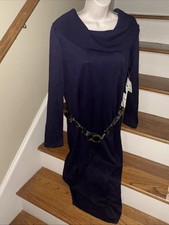 LENNIE By Nina Leonard Deep Purple Sweater Cowl Neck Dress Size L NEW nwt ❤️340