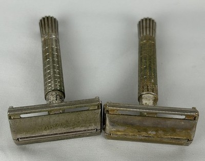 Lot Of 2 Vintage Gillette Safety Razors C2 & H2 Flare Tip Fatboy Super Speed