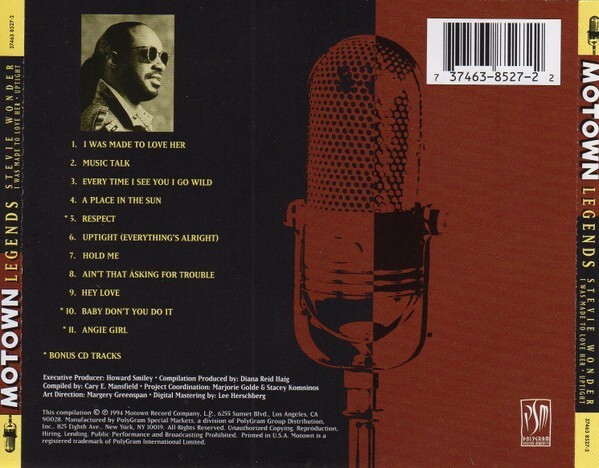 ミュージシャン vintage 1995 made in USA Stevie Wonder Buy Stevie Wonder : Motown Legends (CD) Online for a great