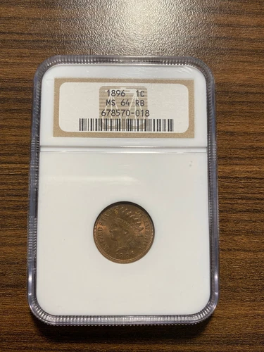 1896-P Indian Head Penny Cent 1C NGC MINT STATE 64 MS 64 Red Brown (RB)