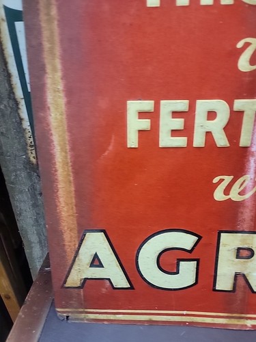Vintage Original AGRICO FERTILIZER Embossed Metal Sign / SHANK Sign Co. /0125 - Picture 8 of 21