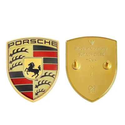 Gold Hood Crest 911 996 997 930 Badge Emblem Cayenne Boxster Cayman Metal