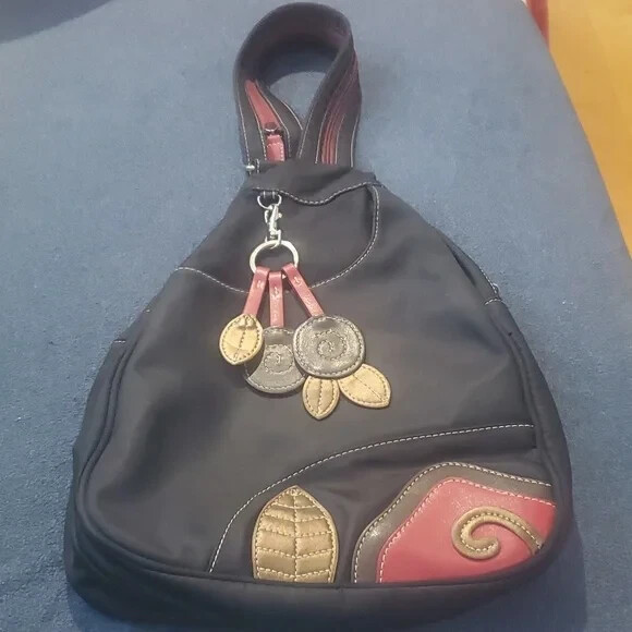 Black Triangular Convertible Backpack Crossbody B… - image 1