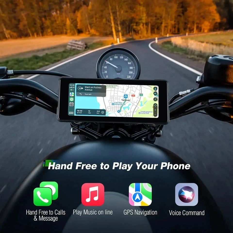7" Inch Motorcycle DVR Wireless Apple Carplay Moto Android Auto LCD Display IP67 - Image 4 of 4