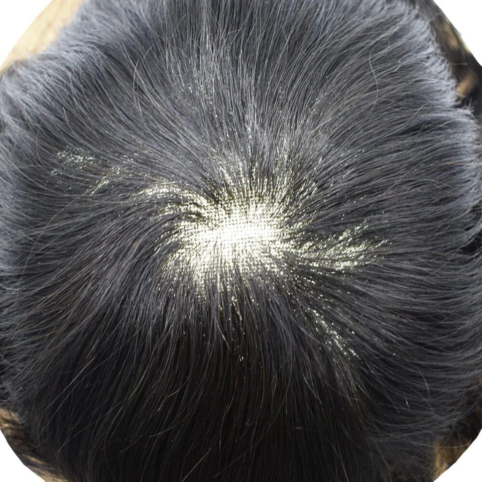 Pelucas de repuesto para hombre de encaje francés toupee piel de polietileno PU alrededor de la unidad de cabello Foto 3 de 4