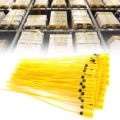 100pcs Yellow Package Transportation Truck Plastic Security Seal 40cm Label