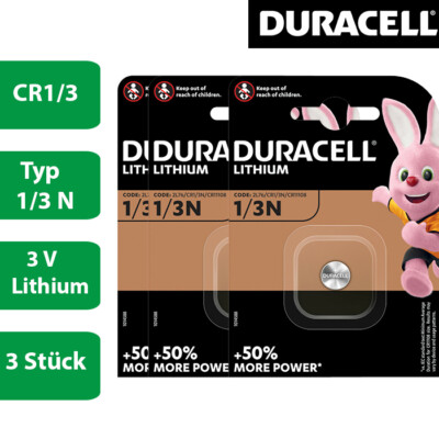 3 x Duracell CR 1/3 CR11108 2L76 58L CR1/3N 3V Knopfzelle Lithium Batterie