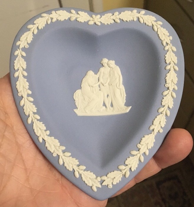 Vintage 1952 Wedgwood England Jasperware Blue Heart Pin Tray
