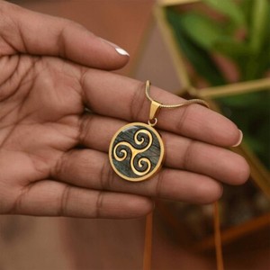 Authentic Triskelion 18k Gold plated Necklace Pendant GORGEOUS