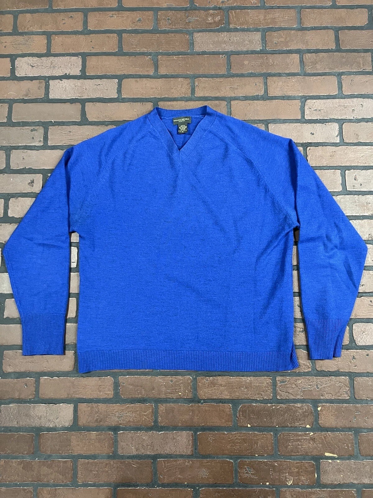 Banana Republic Pullover Sweater Men’s XL Blue 80% Wool 20% Poly Hong Kong VTG