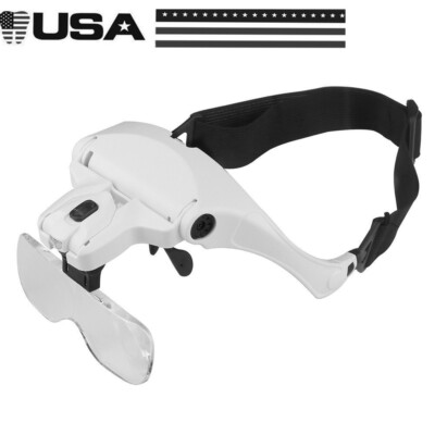 #ad Adjustable 5 Lens Dental Loupes LED Light Headband Magnifier Glass Dentist LAB $22.52