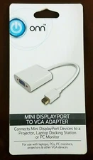 ONN ONA17AV052 Mini DisplayPort to VGA Adapter Mini DP to VGA Display White