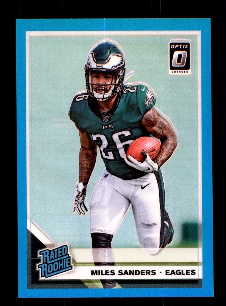 2019 DONRUSS OPTIC #172 MILES SANDERS RATED ROOKIE RC AQUA PRIZM /299 EAGLES