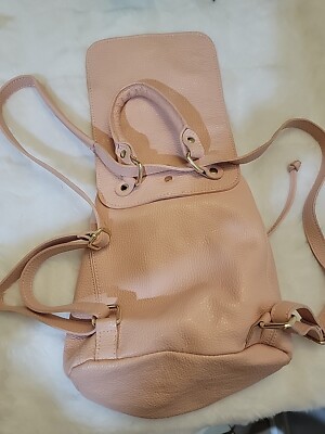 Vera Pelle Pink Pebbled Leather Made In Italy Backpack 