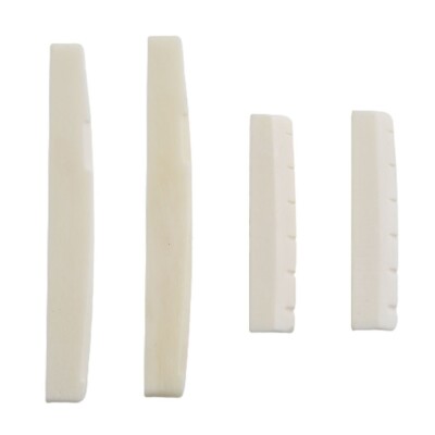 2 Sets Of 4 Pcs 6 String /Acoustic Guitar Bone Bridge/ Saddle 72mm And Nut 43mm