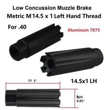 14.5x1 Left Hand TPI Tanker Muzzle Brake For .40 Aluminum 7075 T6 Anodized Black
