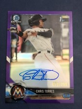 2018 Bowman Chrome Chris Torres Purple Auto /250 Miami Marlins