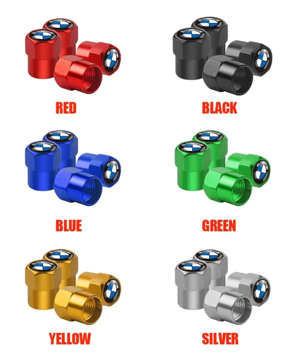 4pz Pneumatico Valvola Stelo Cappucci Cromato Placcato Ottone Valvola Nero