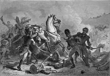 BATTLE of NEW ORLEANS, DEATH of General PAKENHAM - Engraving from 19th century