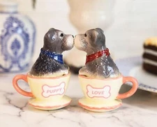 Schnauzer Puppy Love 3 inch Ceramic Stoneware Salt and Pepper Shaker Set